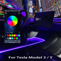 คอนโซลกลาง Dashboard Neon Light Tubes สำหรับ Tesla รุ่น3รุ่น Y 2021- 2023 RGB ไฟ LED Strip ภายในพร้อม App Controller