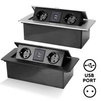 ❀☌∋ 2 3 EU Hidden Socket In The Countertop Desktop Retractable Socket Table Outlet Slow Pop Up With USB Charging Wall Socket