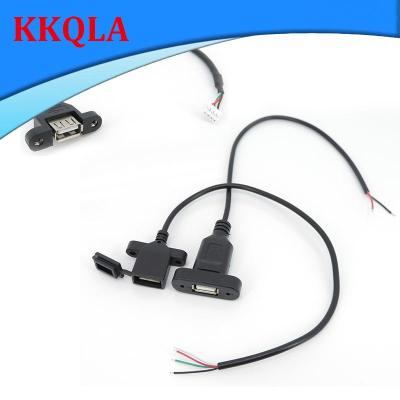QKKQLA USB Female 2 4 pin core wire terminal Plug power supply Socket charging cable Cover mount panel Connector Welding repair Wire