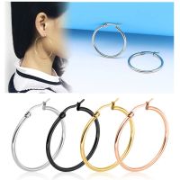 Fashion Big Smooth Circle Hoop Earrings for Women 10-75mm Stainless Steel Round Statement Earrings Party Girl Gift Jewelry
