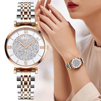ใหม่นาฬิกายิปโซฟิลาสำหรับผู้หญิงประดับเพชรประดับสายรัดเหล็กหรูหรานาฬิกาผู้หญิง Fashion Jam Tangan