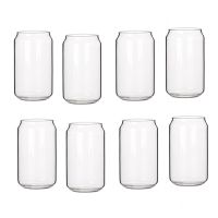 8 Pack Can Shape Glass Fashion Water Milk Juice Simple Juice Cup Beer Glass Shake Glass Dessert Cup Cola Mug, 400ML