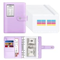 [Hagoya Stationery Stor] A5 Budget Binder Finance Planner พร้อมซองเงินสด12ชิ้น Macaron PU Leather Refillable Notebook Stationery Zipper Bag Pocket