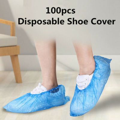 100pcs Household Indoor Disposable Shoe Cover Plastic Rainproof Waterproof Cover Slip Resistant Shoe Cover Hygienic Boot Cover Shoes Accessories