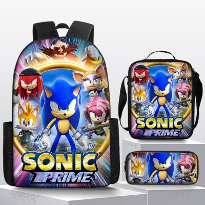 3 Piece Set Mochila Sonic School Bags For Teenage Kids Backpack Canvas Travel Backpack Student Notebook Bookbags Schoolbag