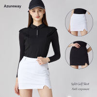 Azureway สไตล์เกาหลีกีฬา A-Lined กระโปรงผู้หญิง Anti-Empty กระโปรงกอล์ฟเอวสูงแยกดินสอ Skort หญิงฤดูร้อนกอล์ฟเสื้อผ้า