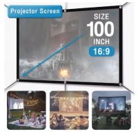 จอโปรเจคเตอร์แบบพับ 16:9 100 นิ้ว PROJECTOR SCREEN ผ้าโปร่งบางสีขาว