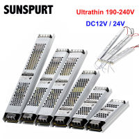 Ultra Thin LED Light แหล่งจ่ายไฟ DC12V 24V 60W 100W 150W 200W 300W Transformer Adapter AC190V 240V Driver FCOB WS2815 LED Strip