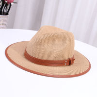 2021 Fashion Womens Hat Summer Panama Cap Ceremony Straw Beach Hats Rattan Weaving Women Spring Jazz Felt Hat Belt