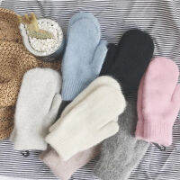 2021ผู้หญิงฤดูหนาวอุ่นถุงมือ Plus แคชเมียร์ Full Fingers Mittens ถุงมือ Warm Plush Furry ถัก Fingerless ถุงมือ