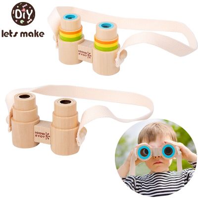 Lets Make 1Pc Wooden Fashion Telescope Camera Baby Toys Wood Pendants Montessori Toys For Baby Wooden Blocks Nursing Present