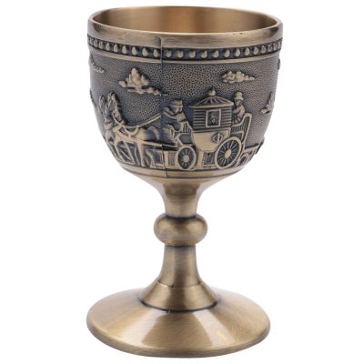 Classical Metal Wine Cup Handmade Small Goblet Household Copper Wine Glass Carving Pattern