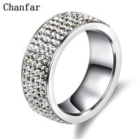 Chanfar High Quality Crystal Stainless Steel Ring Multicolor Women Elegant Finger Love Wedding Engagement Ring For Women Jewelry