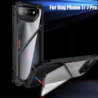 Fundas สำหรับ Asus ROG Phone 7 2 In 1เคสขาตั้งสำหรับแม่เหล็กโปร่งใส Rog Phone 7 Pro เคส PC แบบแข็งวงเล็บที่มองไม่เห็นพลิกได้