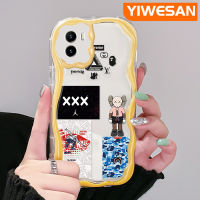 YIWESAN เคสสำหรับ VIVO Y15s Y02s Y01 Y15a แนวโน้มแฟชั่นลายกราฟฟิตีแนวสตรีทแบบโค้งเคสใสฝาครอบป้องกันเคสมือถือเนื้อครีมใส