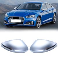 1Pair Car Wing Mirror Caps Matt Chrome Mirror Cover Rearview Side Mirror Cap S Line for -Audi A4L A5 S4 S5 2017-2021