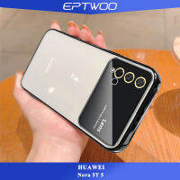 EPTWOO เคสหน้าต่างขนาดใหญ่เคลือบอิเล็คโทรเพลทสำหรับ Huawei Nova 5T 5 เคสโทรศัพท์พร้อมเลนส์เต็มรูปแบบป้องกันกล้อง TPU เนื้อนิ่มโปร่งใสใสกันกระแทก MM-07