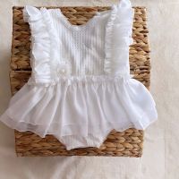 [COD] and children European summer style flying sleeves open back pure white lace jumpsuit romper ins