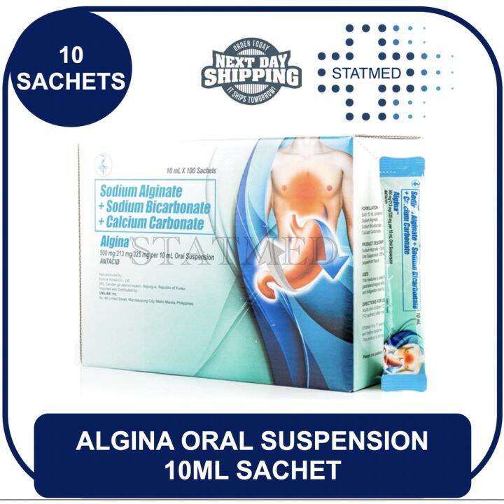 HOT SALE! ☸ ALGINA Oral Suspension Antacid [10 sachets] Expiration Date