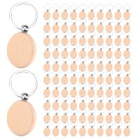 100 Pieces Wooden Keychain Blanks Round Wood Keychain Blanks Diy Wooden Keychain Blanks A