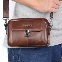 YIANG Brand High Quality Real Leather Mens Belt Bags Casual Fanny Waist Packs Genuine Leather Male Small Shoulder Bags Mobile Phone Pouch Money Purse Mens Belt Waist Packs Bum Bag Multi-function Cross-body Small Bag Large Capacity Messenger Bag New
