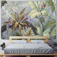 Palm Tree Tapestry Wall Hanging Tropical Leaves Flowers Pattern Beach Wall Tapestry Animal Backdrop Wall Cloth Carpet Tapestries
