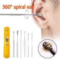 6pcs/set Stainless Steel Ear Picking Tool Set Ear Wax Remover Ear Spoon Integrated People Childrens Spiral Ear Spoon Ear Cleaner