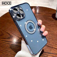 HOCE เคสโทรศัพท์ชุบโลหะด้วยไฟฟ้าหรูสำหรับ iPhone 14 13 12 11 Pro Max ซิลิโคนเนื้อนิ่มโปร่งใสแบบกลวง