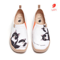 top●UIN Womens Lightweight Slip Ons Sneakers Walking Flats Casual Flower Art Painted Travel Shoes Cute Loafers