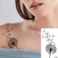 VANKIRS Little Sexy Clavicle Dandelion Black Plant Tattoos Stickers Women Girls Adhesive Tattoo Temporary Body Arm Art Fake Tato Stickers