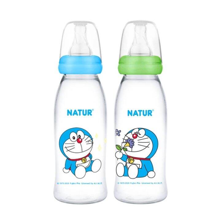 natur-เนเจอร์-ขวดนมคอแคบ-สมูท-ไบโอมิมิค-โดเรม่อน-ขนาด-4-8-oz-แพ็ค-2-ขวด