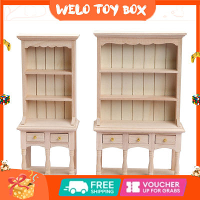 Wooden 1:12 Doll House Mini Furniture Model Diy Vertical Bookcase Display Shelf Modern Style Doll House Furniture Toys Decoration