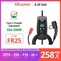 ✉ faefw Carregador para carro elétrico Carregamento doméstico 3 Phase Tipo 2 Plug EVSE Nível 2 32A 22KW 380V Wallbox Cabo de 5m