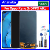 Ansimba หน้าจอแสดงผล OLED สำหรับ Oppo Reno 3 /OPPO A91จอแสดงผลหน้าจอสัมผัสหน้าจอดิจิตอลสำหรับ OPPO Reno 3 A91จอ OLED TFT