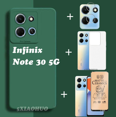 4in1 Infinix Note 30เคสโทรศัพท์ซิลิโคนสีลูกกวาดเคสโทรศัพท์ Infinix Note 30 5G เคสโทรศัพท์เคสโทรศัพท์แบบขัดด้านผิว + ฟิล์มบางเซรามิก + ฟิล์มเลนส์ + ฟิล์มด้านหลัง