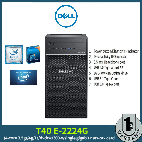 Tower Type Server T40 DELL T40 E2224G (4core 3.5g)/4g/1t/dvdrw/300w