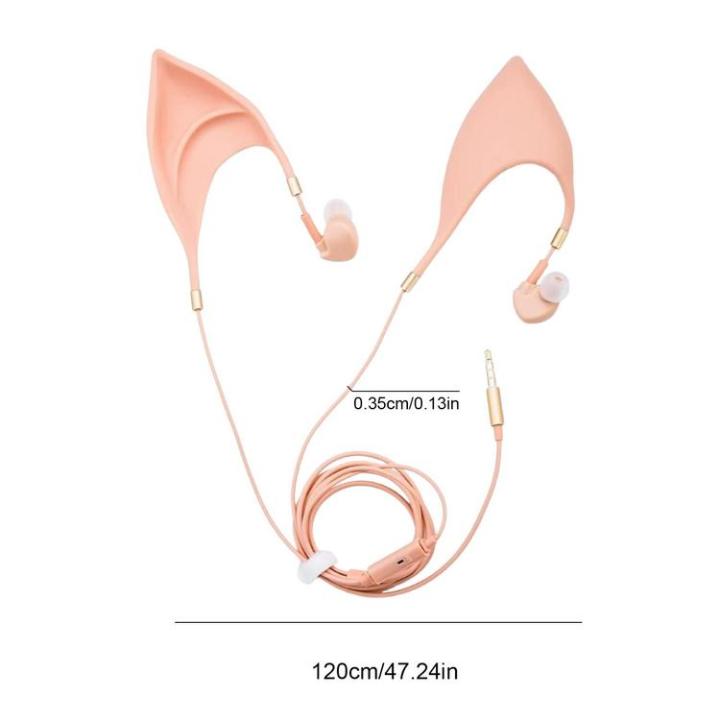 elf-ear-headphones-cartoon-in-ear-headphones-elf-style-button-control-headset-supplies-with-good-sound-quality-soft-silicone-earbuds-comfortable-wear-for-travel-work-realistic