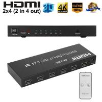 HDMI 4K*2K 1080P 3D 2x4 Matrix HDMI Video Switch Splitter Amplifier 1.4a Full HD w/ Remote