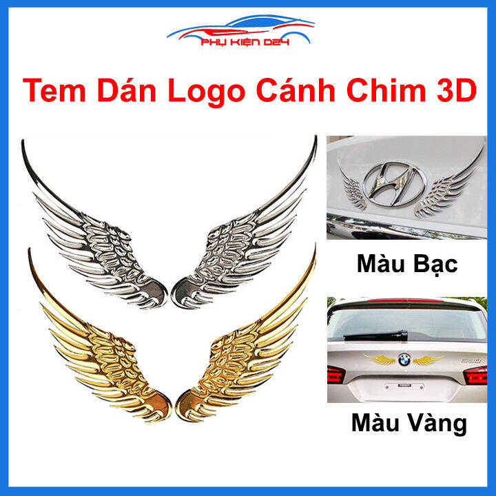 Tem dán logo ô tô hình cánh chim ưng 3D cao cấp, trang trí, làm ...