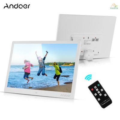 Andoer กรอบรูปดิจิทัล LED ความละเอียด 1280 * 800 15.4 นิ้ว 1080P HD เล่นวิดีโอ พร้อมรีโมตคอนโทรลไร้สาย 2.4G ปฏิทินภาพยนตร์ นาฬิกา E-Book Functi