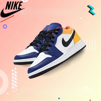 [HOT] ✅Original ΝΙΚΕ Ar J0dn 1 Low Colorful Contrast Breathable Basketball Shoes For Men And Women Blue And Yellow Skateboard Shoes {Free Shipping}