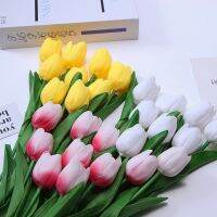 5/10pcs Artificial Flower 35cm Mini PU Tulip Silk Moisturizing Feel Plastic flower For Wedding Home Garden Outdoor Decoratio