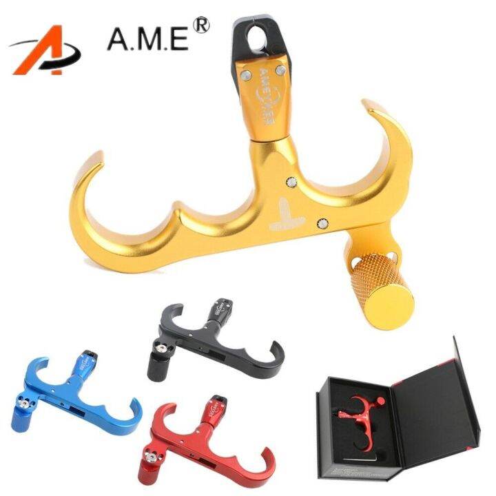 Déclencheur Tir à L'Arc AMEYXGS - 4 Doigts - Rotation 360° - Alliage Aluminium - Pour Droitiers Et Gauchers