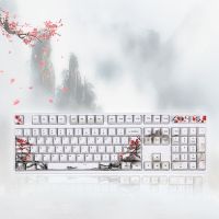 K0AC รัสเซีย Keycaps Plum Blossom Keycaps 110-Key OEM PBT ห้าด้านระเหิดรัสเซียภาษาอังกฤษสำหรับแป้นพิมพ์เครื่องกล