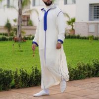 ผู้ชายอิสลามอาหรับกัฟตันมุสลิมเสื้อผ้าแขนยาว Patchwork เสื้อคลุมยาวอาบายาแฟชั่น Saudi อาหรับดูไบ Mens Jua Thobe