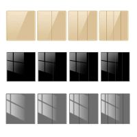 【DT】hot！ Ultra-Thin Wall Hotel 1/2/3/4 Gang 2 Way Gold Tempered Glass Panel Push