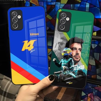 （shine electron）Fernando Alonso สำหรับแข่ง F1,S21 S30 14เคสโทรศัพท์ S20 S23 S22 Fe S10 E S9 Note 20 10 Pro Ultra Plus แก้ว5G