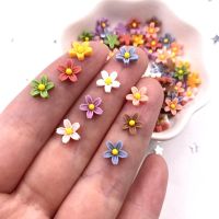 50/100Pcs 7Mm Resin 3D Colorful Mini Flower Gems Flatback Figurines Scrapbook Wedding Applique Nail Art Decor Crafts OL560