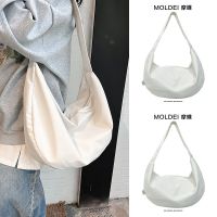 Summer summer large-capacity casual all-match white tote bag female 2023 new one-shoulder Messenger bag dumpling bag 【QYUE】