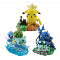 โมเดลตุ๊กตาเครื่องตกแต่งรูป Bulbasaur Squirtle อนิเมะโปเกมอนการ์ตูนตกแต่งไฟ LED ของขวัญวันเกิดสำหรับเด็ก